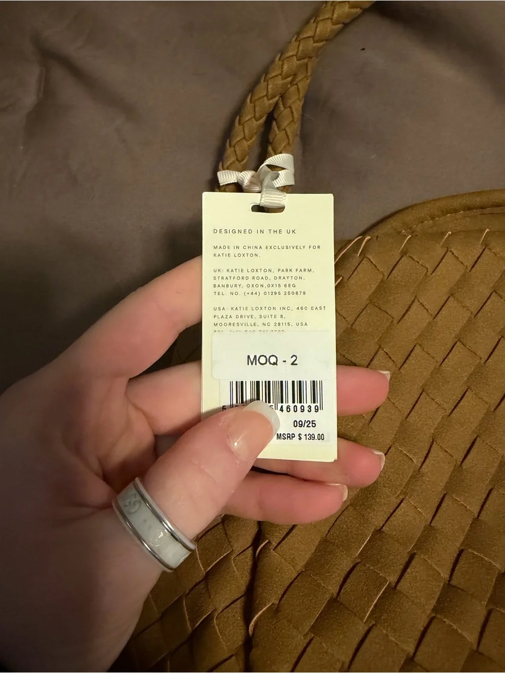 Woven Top-Handle Tote in Mustard Brown - Picture 2 of 3